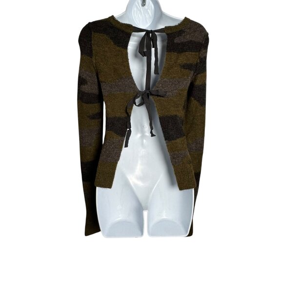 Isabel Marant Etoile Camo Alpaca Blend Open Back Tie Sweater Womens size 34 XS - Picture 3 of 7